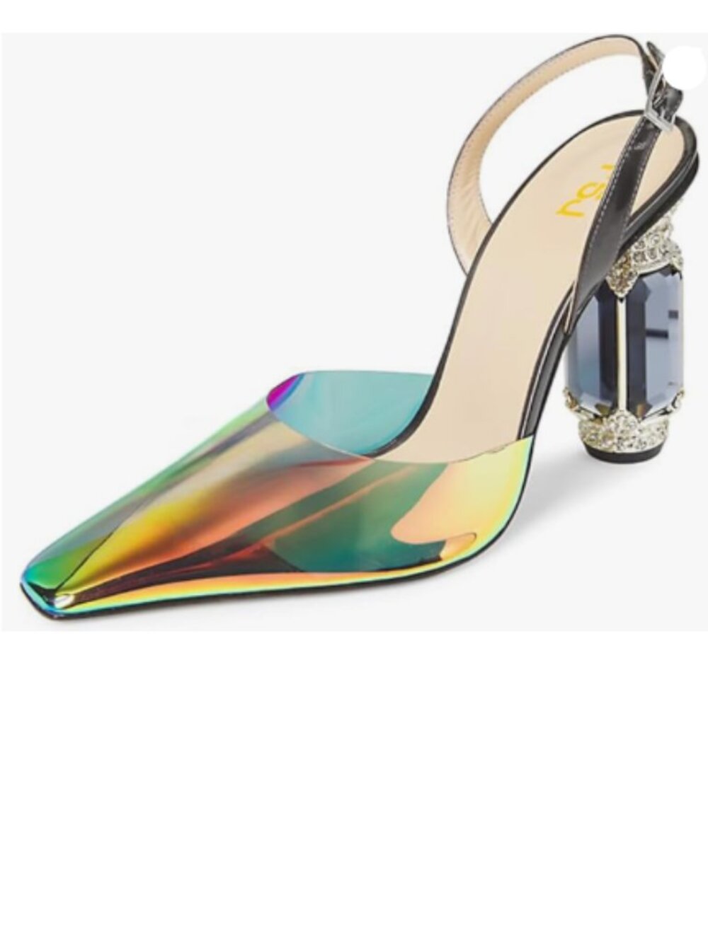 FSJ Multicolor Clear Slingback Pumps Closed Square Toe Crystal Heel Shoes
